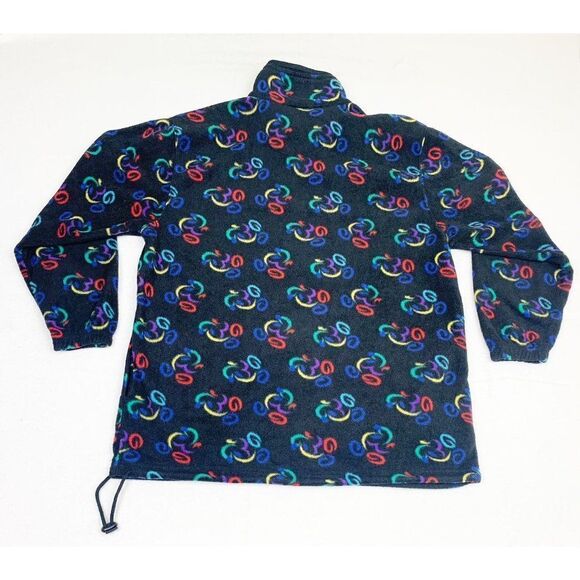 Vintage Mickey Mouse Fleece Sweater Black Small Disney World All Over Print - Picture 2 of 6